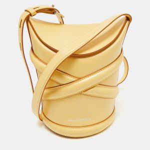 Alexander McQueen Yellow Leather Small The Curve Bucket Bag, Shoulder Bags - Luxury Closet