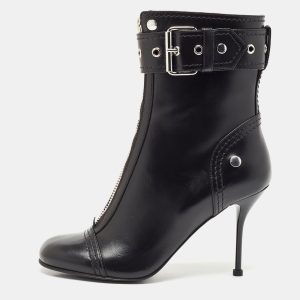 Alexander McQueen Black Leather Studded Biker Ankle Boots Size 40, Boots - Luxury Closet catalog
