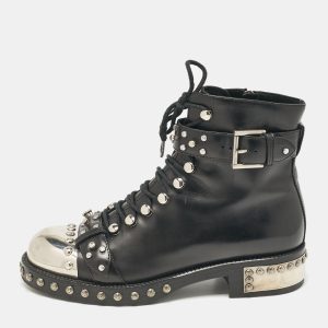 Alexander McQueen Black Leather Hobnail Ankle Length Boots Size 38, Boots - Luxury Closet catalog