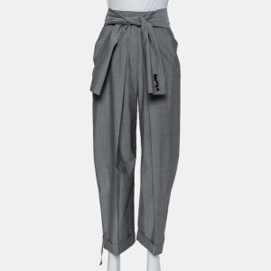 Alexander Wang Grey Wool and Mohair Blend Tie Front Tapered Pants M, Clothing - Luxury Closet catalog