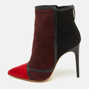 Alexandre Birman Multicolor Suede and Snakeskin Pointed Toe Ankle Length Boots Size 41, Boots - Luxury Closet
