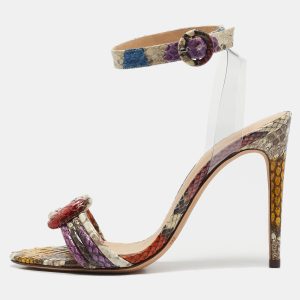 Alexandre Birman Multicolor PVC and Python Embossed Leather Ankle Strap Sandals Size 37, Sandals - Luxury Closet