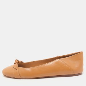 Alexandre Birman Tan Leather Clarita Collapsible Ballet Flats Size 41, Flats - Luxury Closet