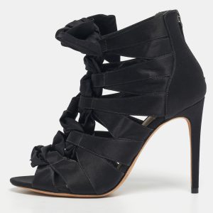 Alexandre Birman Black Satin Layla Gladiator Sandals Size 38.5, Sandals - Luxury Closet