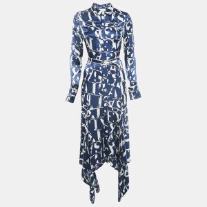 Alexis Blue/White Monogram Satin Asymmetric Marvella Dress XS, Dresses - Luxury Closet catalog