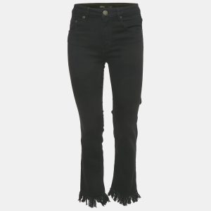 Maje Black Denim Raw Edge Jeans M Waist 28", Jeans - Luxury Closet