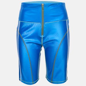 All Access Blue Seam Shine Jersey Ultra High Rise Biker Shorts XL, Shorts - Luxury Closet