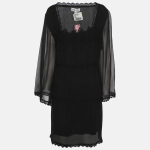 Anna Scholz Black Lace Georgette Long Sleeve Top XXL, Shirts & Tops - Luxury Closet