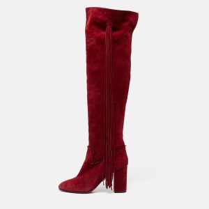 Aquazzura Red Suede Knee Length Boots Size 39, Boots - Luxury Closet catalog