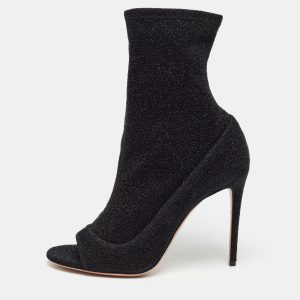 Aquazzura Black Lurex Fabric Eclair Ankle Boots Size 40, Boots - Luxury Closet