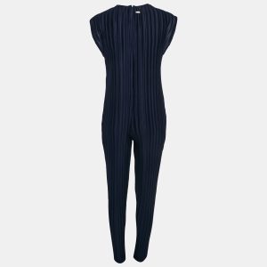 Armani Exchange Navy Blue Plisse Sleeveless Jumpsuit M, Suits - Luxury Closet