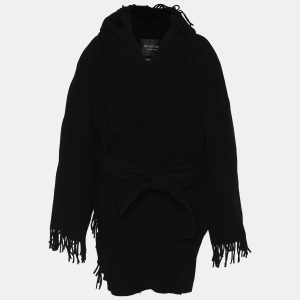Balenciaga Black Wool Fringe Edge Hooded Cardi Coat M, Coats & Jackets - Luxury Closet catalog