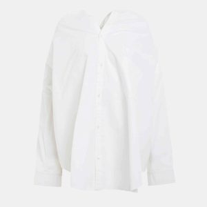 Balenciaga White Cotton Knotted Vareuse Shirt S, Shirts & Tops - Luxury Closet