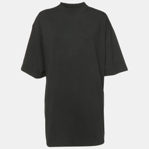 Balenciaga Black Logo Studded Cotton Knit Oversized Unisex T-Shirt M, Shirts & Tops - Luxury Closet catalog