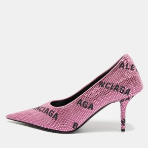 Balenciaga Pink Suede Crystal Embellished Knife Pumps Size 37, Pumps - Luxury Closet