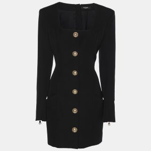 Balmain Black Wool Midi Dress M, Dresses - Luxury Closet