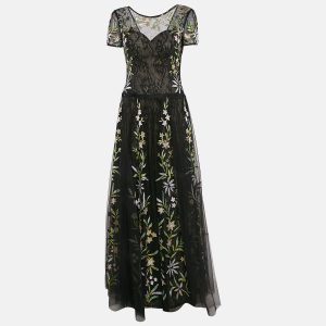 Basix Black Label Floral Embellished Tulle Gown M, Dresses - Luxury Closet
