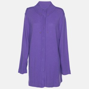 Basler Purple Wool Knit Front Button Sweater XXXL, Sweaters & Cardigans - Luxury Closet