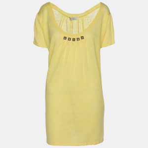 Basler Yellow Linen Knit Blend Glam Rock Strick Top XXL, Shirts & Tops - Luxury Closet