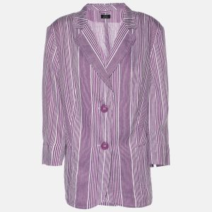 Basler Purple Stripe Linen Blend Single Breasted Blazer L, Coats & Jackets - Luxury Closet catalog