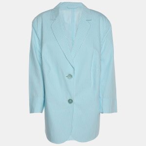 Basler Light Blue Stripe Cotton Blend Single Breasted Blazer XXL, Coats & Jackets - Luxury Closet catalog