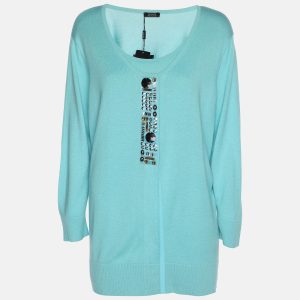 Basler Turquoise Stretch Knit Full Sleeve Shrug XL, Sweaters & Cardigans - Luxury Closet