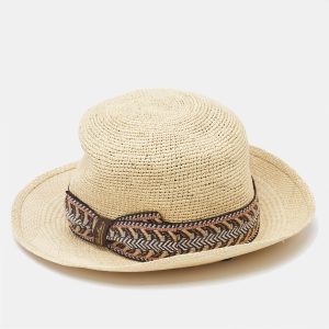 Borsalino Brown Straw Semi Crochet Panama Hat, Luggage Accessories - Luxury Closet