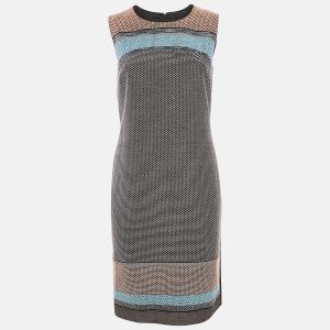 Boss By Hugo Boss Black/Blue Textured Cotton Blend Short Dress S, Dresses - Luxury Closet