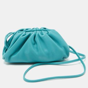 Bottega Veneta Light Blue Leather Extra Mini The Pouch, Clutches & Special Occasion Bags - Luxury Closet