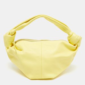 Bottega Veneta Yellow Leather Mini Double Knot Bag, Shoulder Bags - Luxury Closet