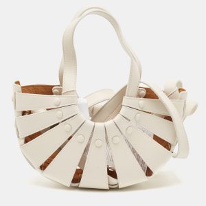 Bottega Veneta Off White Leather Small Shell Bag, Shoulder Bags - Luxury Closet catalog