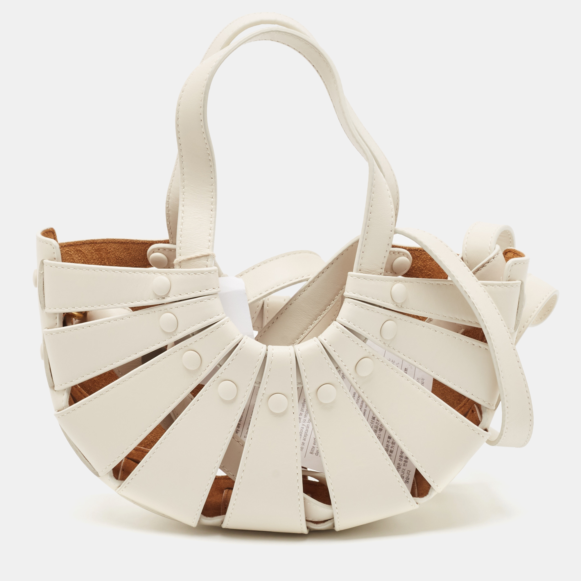 Bottega Veneta Off White Leather Small Shell Bag, Shoulder Bags - Luxury Closet catalog