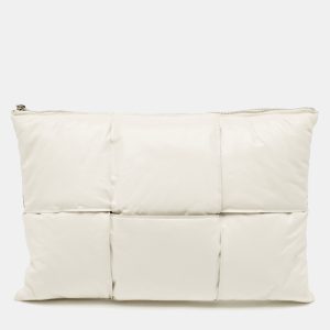 Bottega Veneta White Intrecciato Leather Padded Oversized Zip Pouch, Clutches & Special Occasion Bags - Luxury Closet catalog