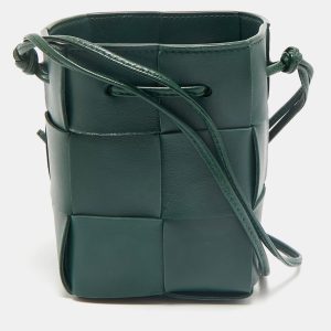 Bottega Veneta Dark Green Intrecciato Leather Mini Cassette Bucket Bag, Handbags - Luxury Closet catalog