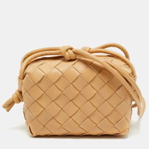 Bottega Veneta Almond Intrecciato Leather Candy Loop Crossbody Bag, Handbags - Luxury Closet