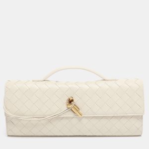 Bottega Veneta White Intrecciato Leather Andiamo Clutch, Clutches & Special Occasion Bags - Luxury Closet catalog