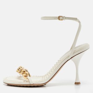 Bottega Veneta White Leather Dot Ankle Strap Sandals Size 38, Sandals - Luxury Closet catalog