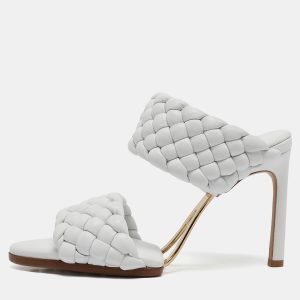 Bottega Veneta White Intrecciato Leather Lido Slide Sandals Size 36.5, Sandals - Luxury Closet catalog