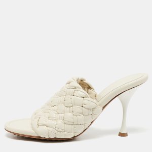 Bottega Veneta Off White Intrecciato Leather Dot Wave Slide Sandals Size 40, Sandals - Luxury Closet catalog