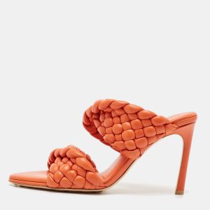 Bottega Veneta Orange Intrecciato Leather Curve Slide Sandals Size 39, Sandals - Luxury Closet catalog
