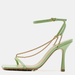 Bottega Veneta Green Leather Chain Stretch Sandals Size 37, Sandals - Luxury Closet catalog