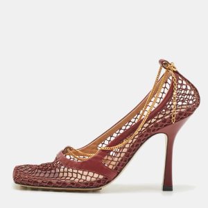 Bottega Veneta Burgundy Mesh and Leather Chain Stretch Pumps Size 38, Pumps - Luxury Closet catalog