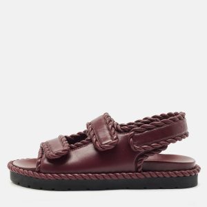 Bottega Veneta Burgundy Leather Jack Flat Sandals Size 38, Sandals - Luxury Closet catalog