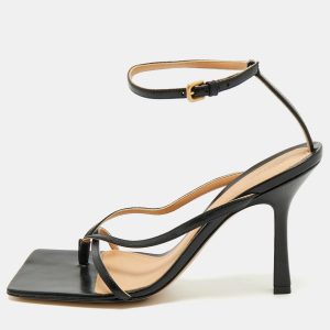 Bottega Veneta Black Leather Ankle Strap Sandals Size 38.5, Sandals - Luxury Closet catalog