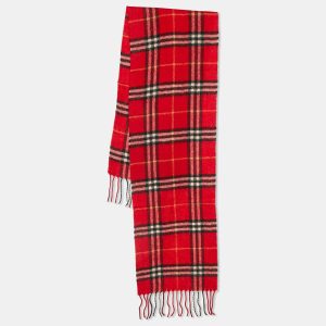 Burberry Red Castleford Check Lambwool Scarf, Scarves & Shawls - Luxury Closet catalog