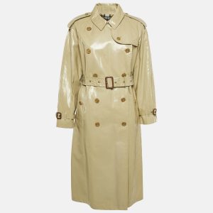 Burberry Honey Beige Coated Cotton Double Breasted Long Coat S, Coats & Jackets - Luxury Closet