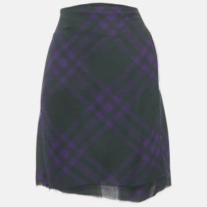 Burberry Dark Green/Purple Tartan Print Silk Pleated Wrap Skirt M, Skirts - Luxury Closet catalog
