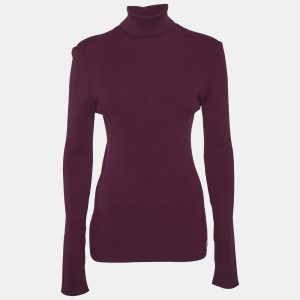 Burberry Burgundy Wool Turtle Neck Long Sleeve Sweater L, Sweaters & Cardigans - Luxury Closet