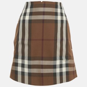 Burberry Brown Teodora Checks Wool Mini Skirt S, Skirts - Luxury Closet
