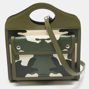 Burberry Green Camo Print Coated Canvas and Leather Mini Pocket Bag, Tote Handbags - Luxury Closet catalog